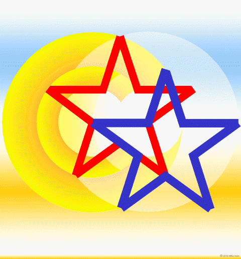  Two five pointed stars in Red-White-Blue And The Yellow Emperor design 